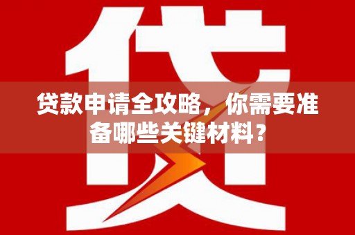 汝南贷款申请全攻略，你需要准备哪些关键材料？