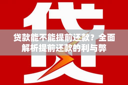汝南贷款能不能提前还款？全面解析提前还款的利与弊