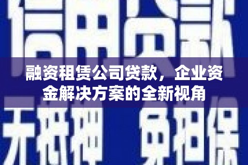 汝南融资租赁公司贷款，企业资金解决方案的全新视角