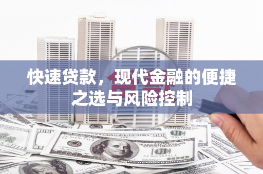 汝南快速贷款，现代金融的便捷之选与风险控制