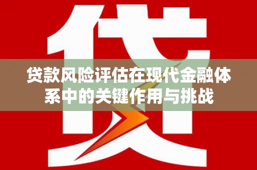 汝南贷款风险评估在现代金融体系中的关键作用与挑战