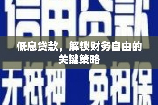 汝南低息贷款，解锁财务自由的关键策略