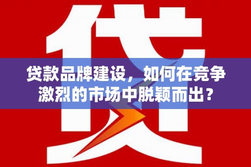 汝南贷款品牌建设，如何在竞争激烈的市场中脱颖而出？