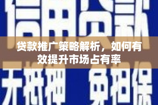 汝南贷款推广策略解析，如何有效提升市场占有率