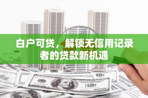 汝南白户可贷，解锁无信用记录者的贷款新机遇