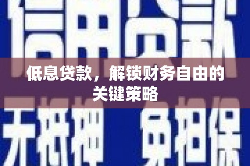汝南低息贷款，解锁财务自由的关键策略