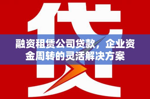 汝南融资租赁公司贷款，企业资金周转的灵活解决方案