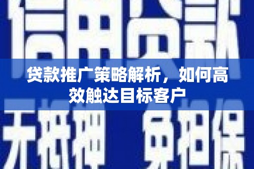 汝南贷款推广策略解析，如何高效触达目标客户