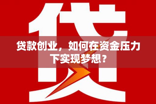 汝南贷款创业，如何在资金压力下实现梦想？