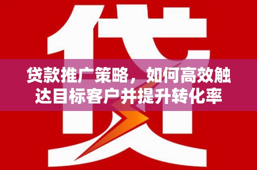 汝南贷款推广策略，如何高效触达目标客户并提升转化率