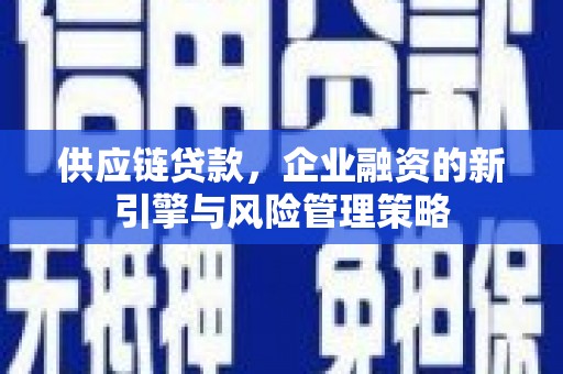 汝南供应链贷款，企业融资的新引擎与风险管理策略