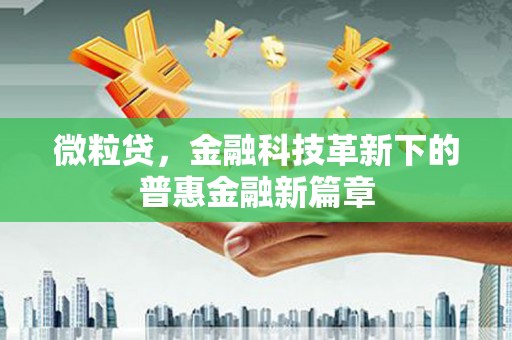 汝南微粒贷，金融科技革新下的普惠金融新篇章