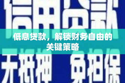 汝南低息贷款，解锁财务自由的关键策略