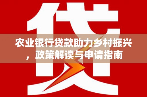 汝南农业银行贷款助力乡村振兴，政策解读与申请指南